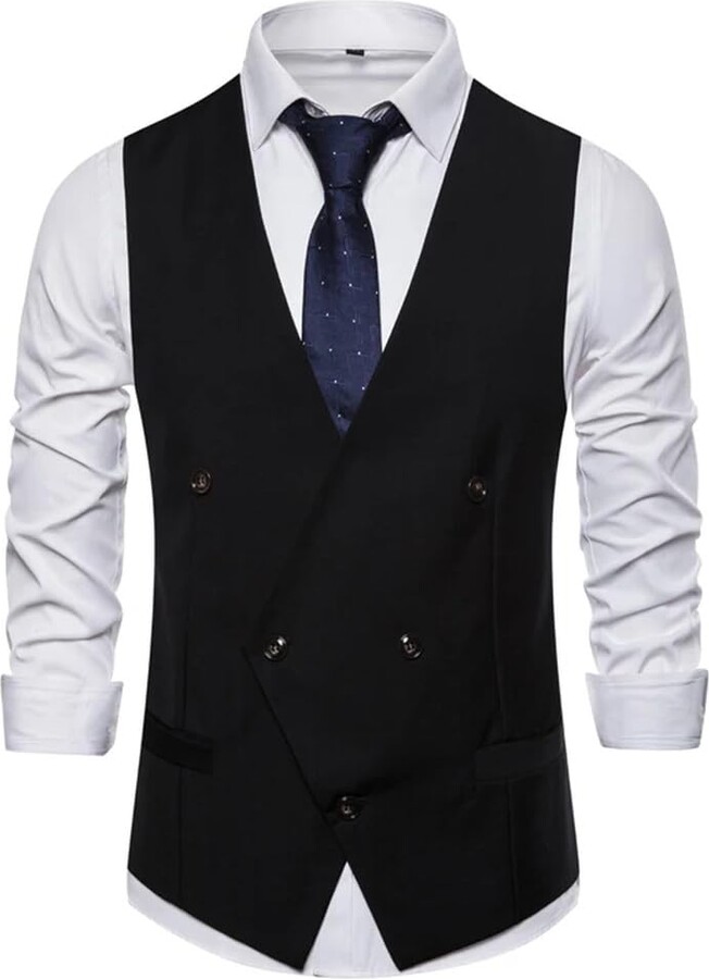 MGDIFYXAA Men'S Suit Vest Blazer Vest Men VNeck Irregular Vest Male