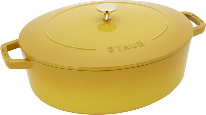 Staub Cast Iron 6.25Qt Citron Shallow Oval Dutch Oven