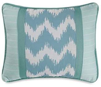 Hiend Accents HiEnd Accents Catalina Chevron and Stripes Boudoir Throw Pillow in Aqua/White
