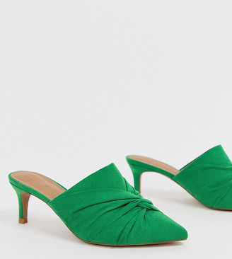 ASOS DESIGN Wide Fit Salary knotted heeled mules