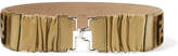 Thumbnail for your product : Fendi Ruched Leather And Printed Velvet Belt - Brown