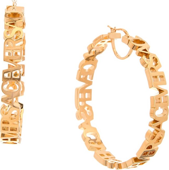 Versace Logo Hoop Earrings ShopStyle