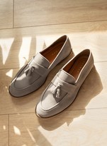 Thumbnail for your product : Topman Grey Faux Suede Vince Tassel Loafers