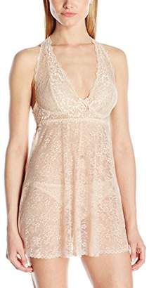 Cinema Etoile Women's Olivia Soft Halter Babydoll with Metallic Lace Cups