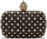 Thumbnail for your product : Alexander McQueen Grey Studded Skull Box Clutch
