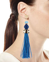 Thumbnail for your product : Akola Bone & Raffia Fringe Drop Earrings, Blue