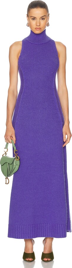 Christopher John Rogers Mock Neck Maxi Dress in Blue