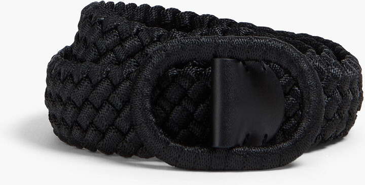 Leather-trimmed woven belt