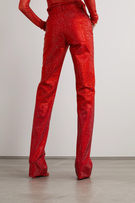 Ferragamo Crystal-embellished Cotton-blend Straight-leg
