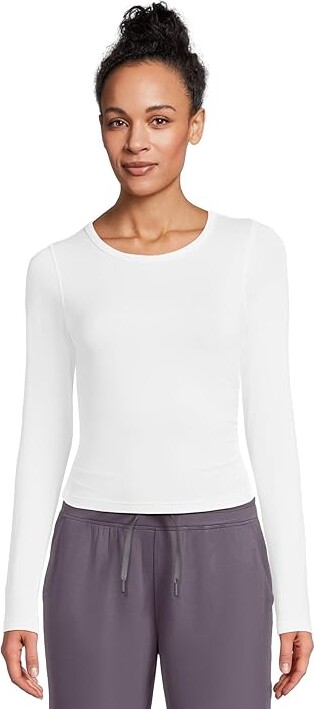 TravisMathew Skyline Jersey Long Sleeve To Women's T Shirt White : SM, Elastane/Polyester