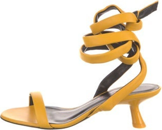 Simon Miller Leather Slingback Sandals Yellow Wrap-Around Straps & Tie Closures Unfortunately due to restrictions this item may not be eligible for shipping in all areas.