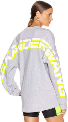 Alexander Wang T By T by Long Sleeve Logo Sweater in Heather Grey | FWRD