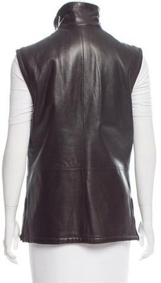 Post Card Zip-Accented Leather Vest