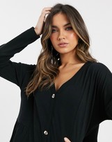 Thumbnail for your product : ASOS DESIGN DESIGN oversized smock dress with horn buttons in black