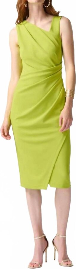 Joseph Ribkoff Asymmetrical Sleeveless Sheath Dress In Key Lime