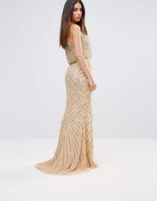 Forever Unique All Over Embellished Maxi Dress With Drape Back
