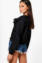 Thumbnail for your product : boohoo Plunge Lace Up Woven Ruffle Blouse