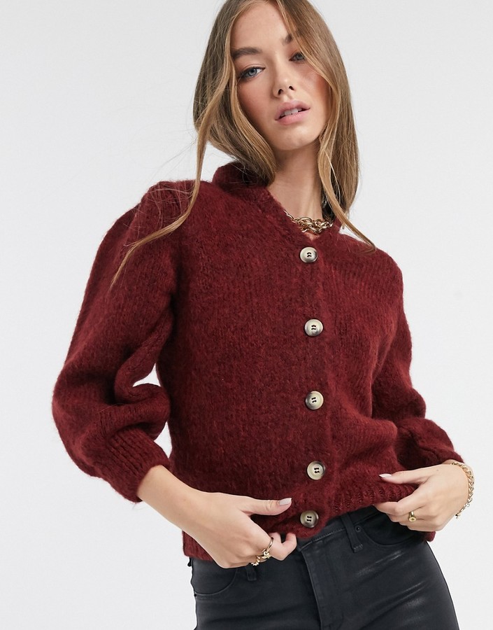 Vero Moda knitted cardigan with contrast buttons in dark red - ShopStyle  Plus Size Sweaters