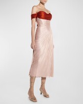 Thumbnail for your product : Maria Lucia Hohan Maisie Iridescent Plisse Lace-Up Gown