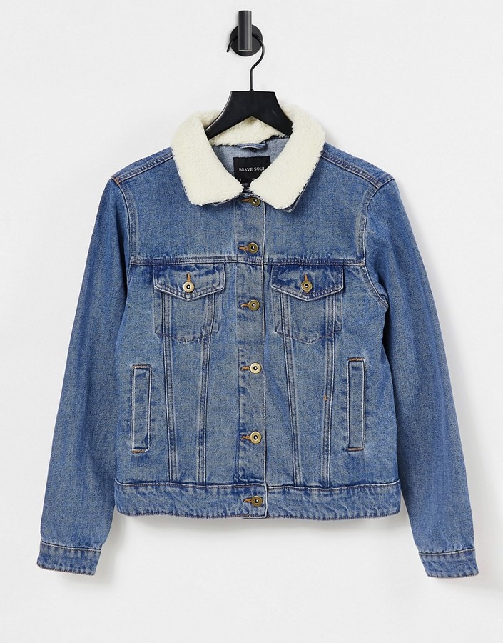 Brave Soul Larson borg collar denim jacket ShopStyle