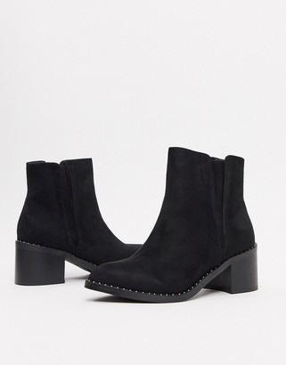 Call it SPRING crareweth heeled ankle boots with studded rand in black