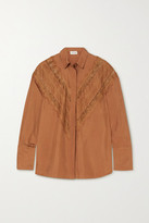 Thumbnail for your product : By Malene Birger Lueta Satin And Lace Blouse - Copper