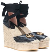 Thumbnail for your product : Gucci Double G leather espadrille wedges