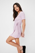 Thumbnail for your product : Nasty Gal Womens Ribbed V Neck Mini Wrap Dress - Purple - 4