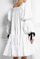 Thumbnail for your product : Alexander McQueen Bow-embellished pleated cotton-poplin dress