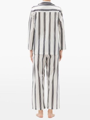 POUR LES FEMMES Striped Cotton-lawn Pyjamas - White Multi