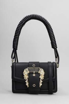 VERSACE JEANS COUTURE CROSSBODY BAG IN BLACK NYLON WITH GOLD STUDS AND  CHAIN ​​SHOULDER STRAP 73VA4BFGZS439: Handbags