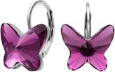 Thumbnail for your product : EleQueen 925 Sterling Silver Butterfly Purple Jewelry Adorned with Swarovski® Crystals Hoop Huggie Stud Earrings