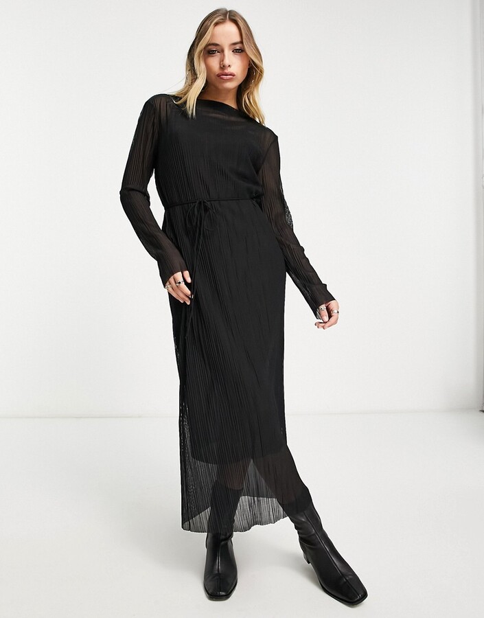 And other stories & mesh midi dress in black - ShopStyle