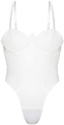 PrettyLittleThing White Faux Leather V Wire Bodysuit