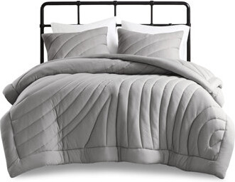fengshu 3 Pcs Comforter In Gray With 350gsm Fill For Comfort Includes And 2 Shams - Safe On Skin  Machine Washable A Aesthetic Distinct Appearance Extra