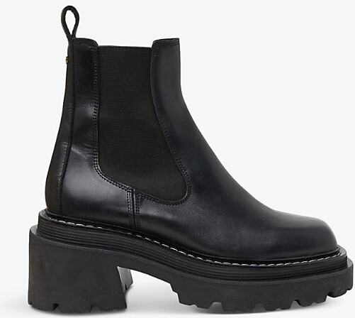 Sandro Womens Noir / Gris Chelsea Leather Ankle Boots - ShopStyle