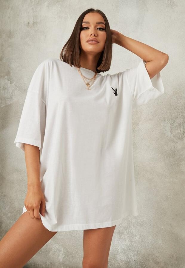 Missguided Playboy White Graphic Back T Shirt - ShopStyle