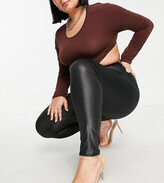 I Saw It First Curve I Saw It First Plus leather look leggings in black