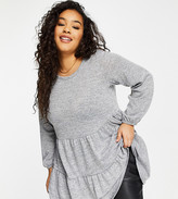Thumbnail for your product : Yours tunic top with tiered hem in gray