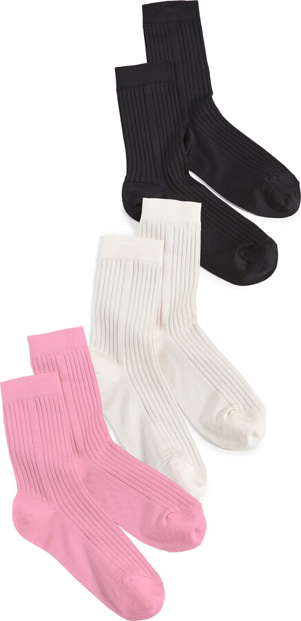 Stems Assorted 3-Pack Silky Rib Crew Socks