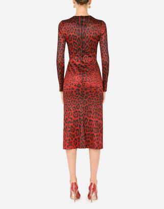 Dolce & Gabbana Calf-length bustier dress with leopard print