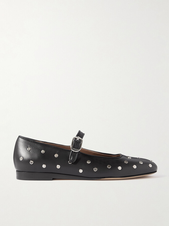 Le Monde Béryl - Studded Leather Mary Jane Ballet Flats - Black