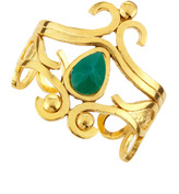 Thumbnail for your product : Devon Leigh Green Onyx Gold Scroll Cuff