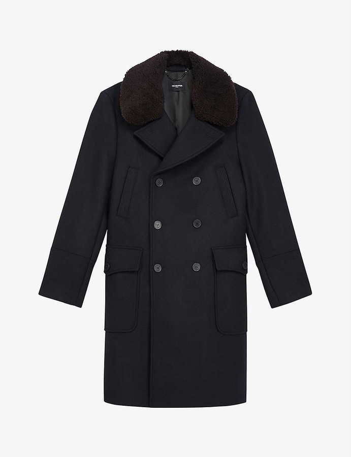 The Kooples Sheepskin-collar wool-blend duffle coat - ShopStyle