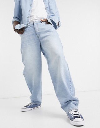 Cotton loose tapered fit jeans in lightwash MBLUE ASOS Herren Kleidung Hosen & Jeans Jeans Baggy & Boyfriend Jeans 