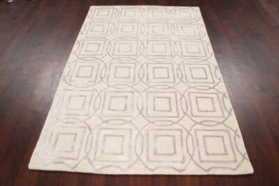 Corrigan Studio Coen Handmade Tufted Wool/Silk Beige Rug