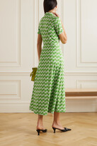 Thumbnail for your product : HVN Maria Belted Printed Jersey Midi Dress - Green