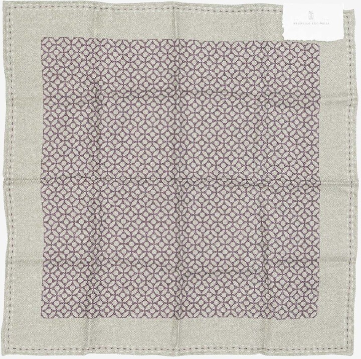 Brunello Cucinelli Printed Silk Pocket Square
