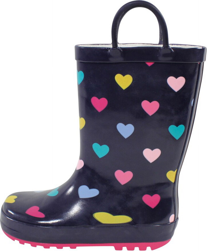 Hudson Baby Rain Boots, Navy Hearts, 2 Youth