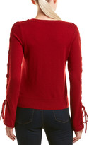 Thumbnail for your product : White + Warren Wool & Cashmere-Blend Lace-Up Sleeve Sweater